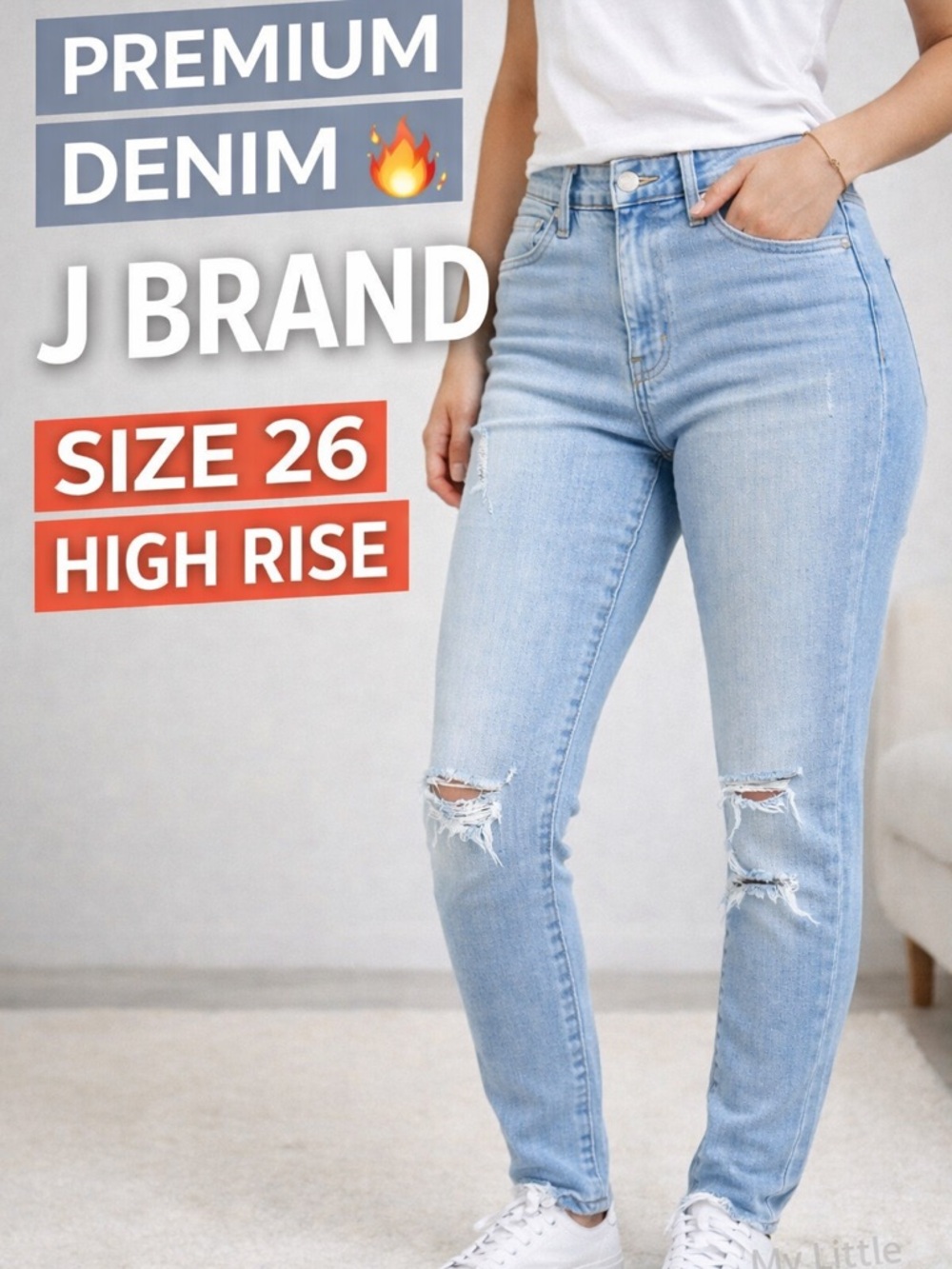 J Brand Maria Skinny Jeans Size 26 High Rise Distressed Light Wash Denim - Picture 3 of 14
